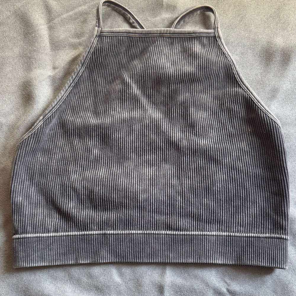 Zenana Outfitters Charcoal Ribbed Top - Picture 1 of 5